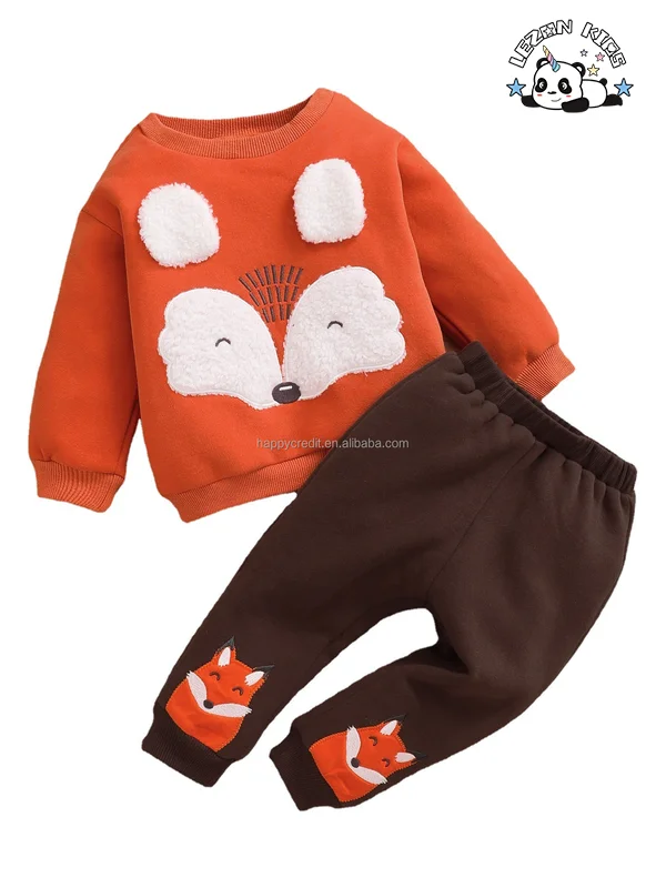 LEZONKIDS - Customizable New Kids Cartoon Pullover Sweatshirt and Pants 2 Pieces Girls Autumn Clothing Sets